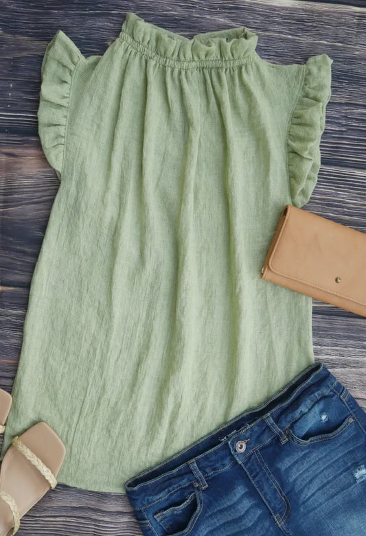 Green Ruffled Top