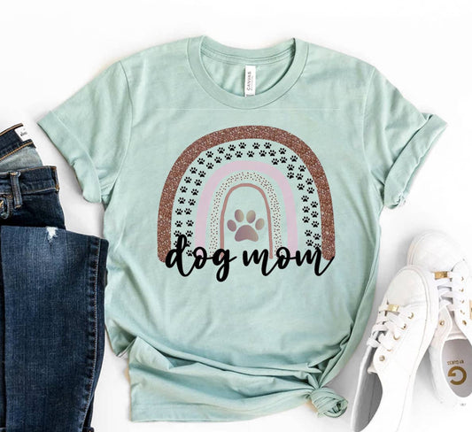 Dog Mom Tee (Heather Blue)