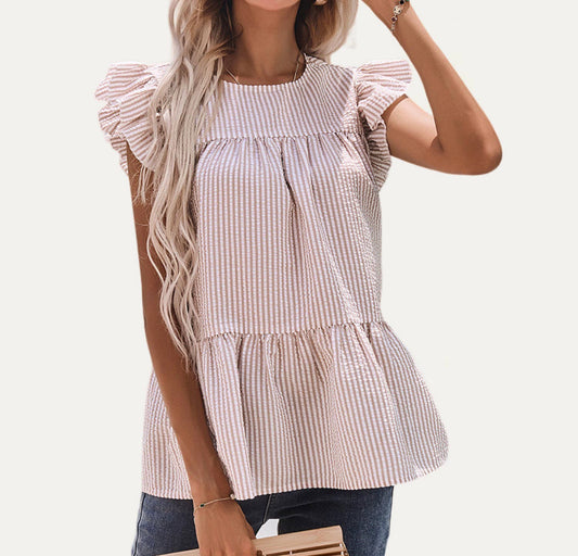 Sweat Pea Ruffled Top// Khaki